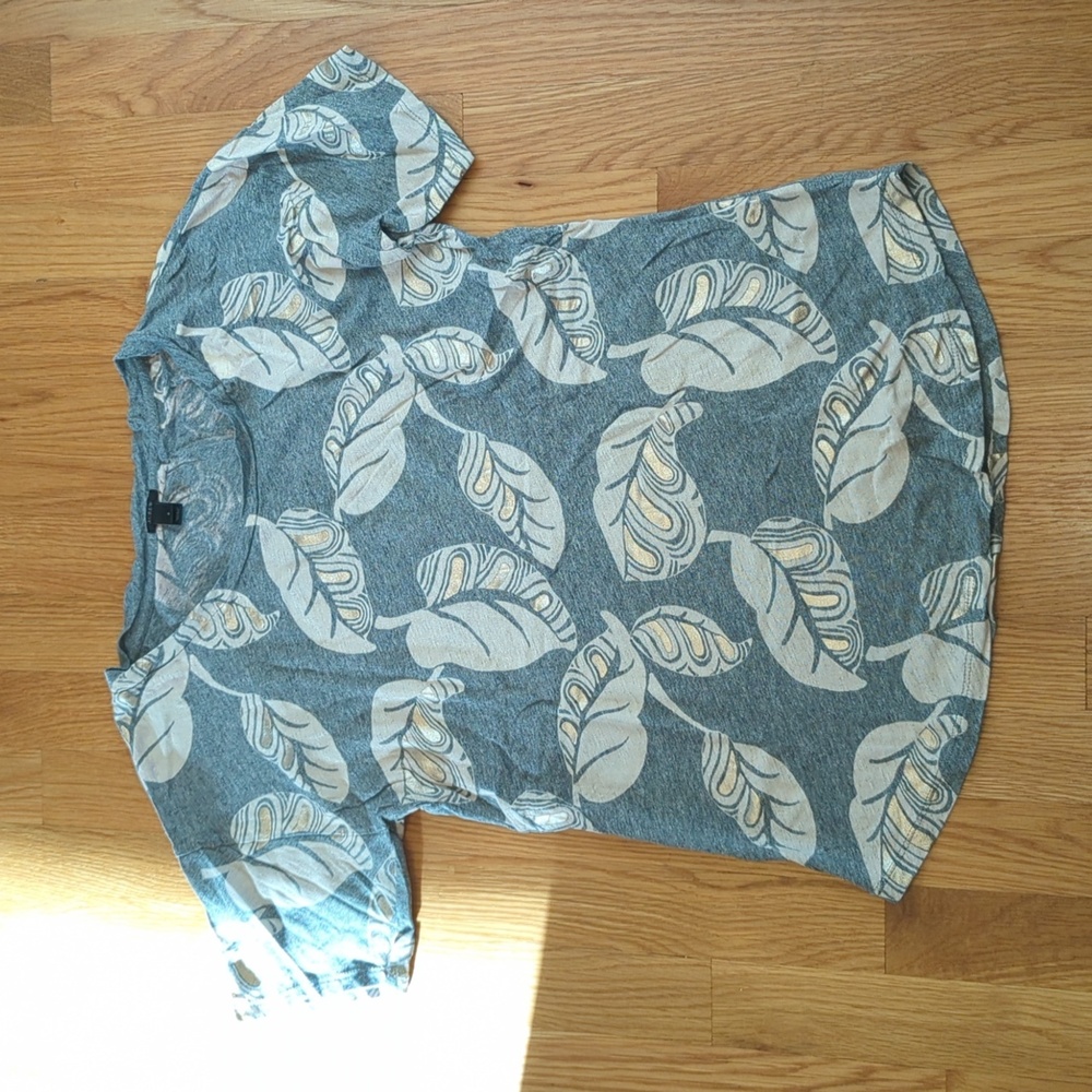 J Crew Leaf Motif Cotton Modal Tee Small
